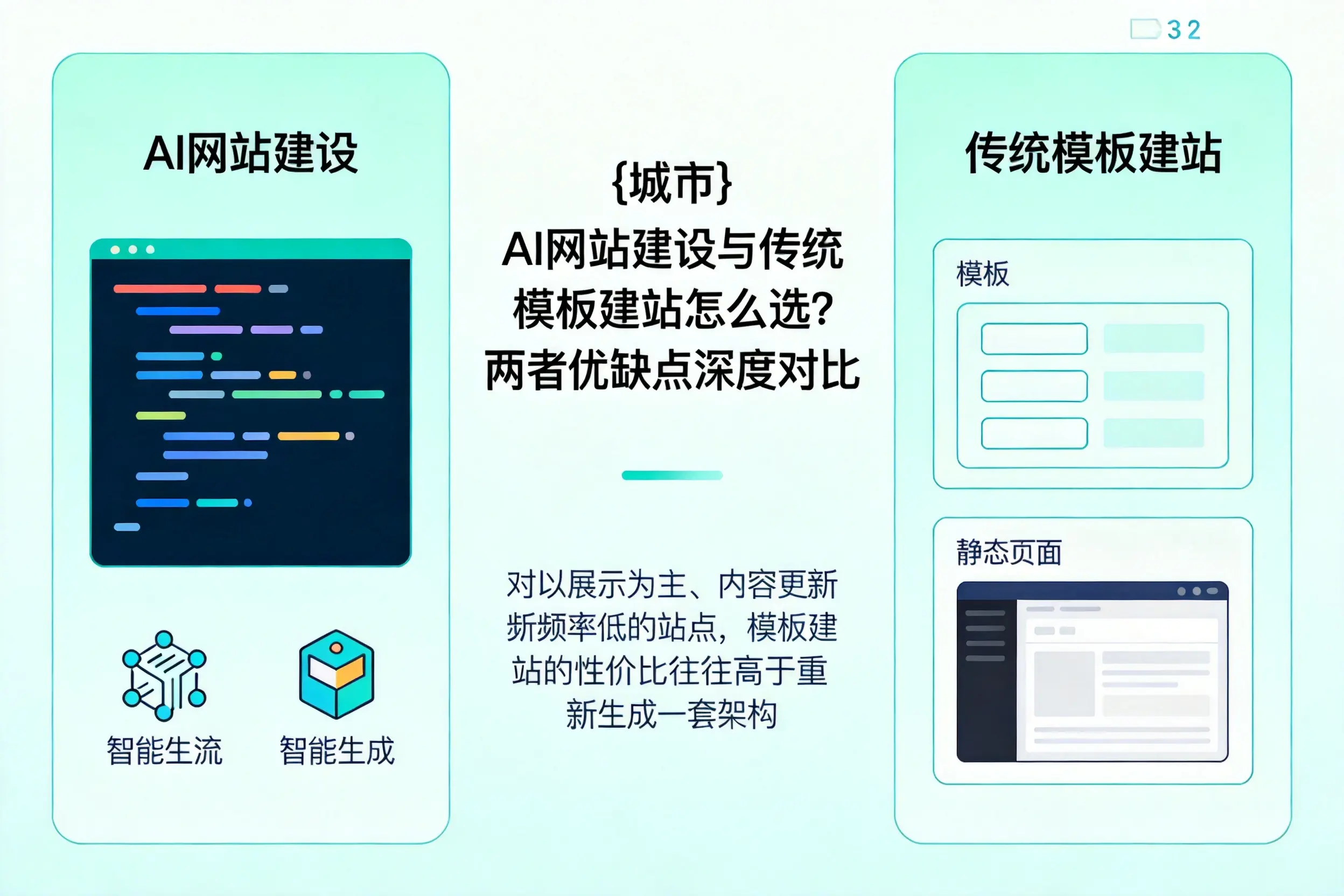 琼海AI网站建设与传统模板建站怎么选?两者优缺点深度对比