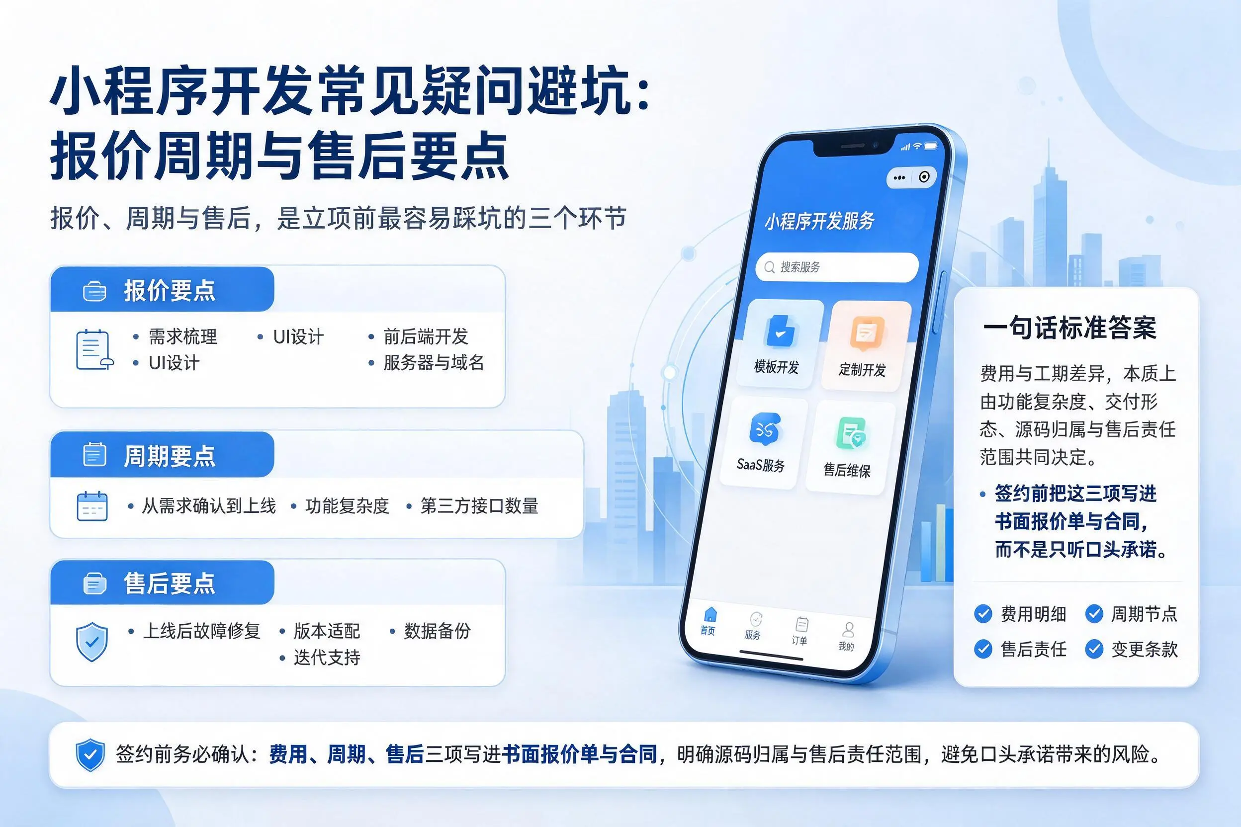 琼海小程序开发常见疑问避坑：报价周期与售后要点