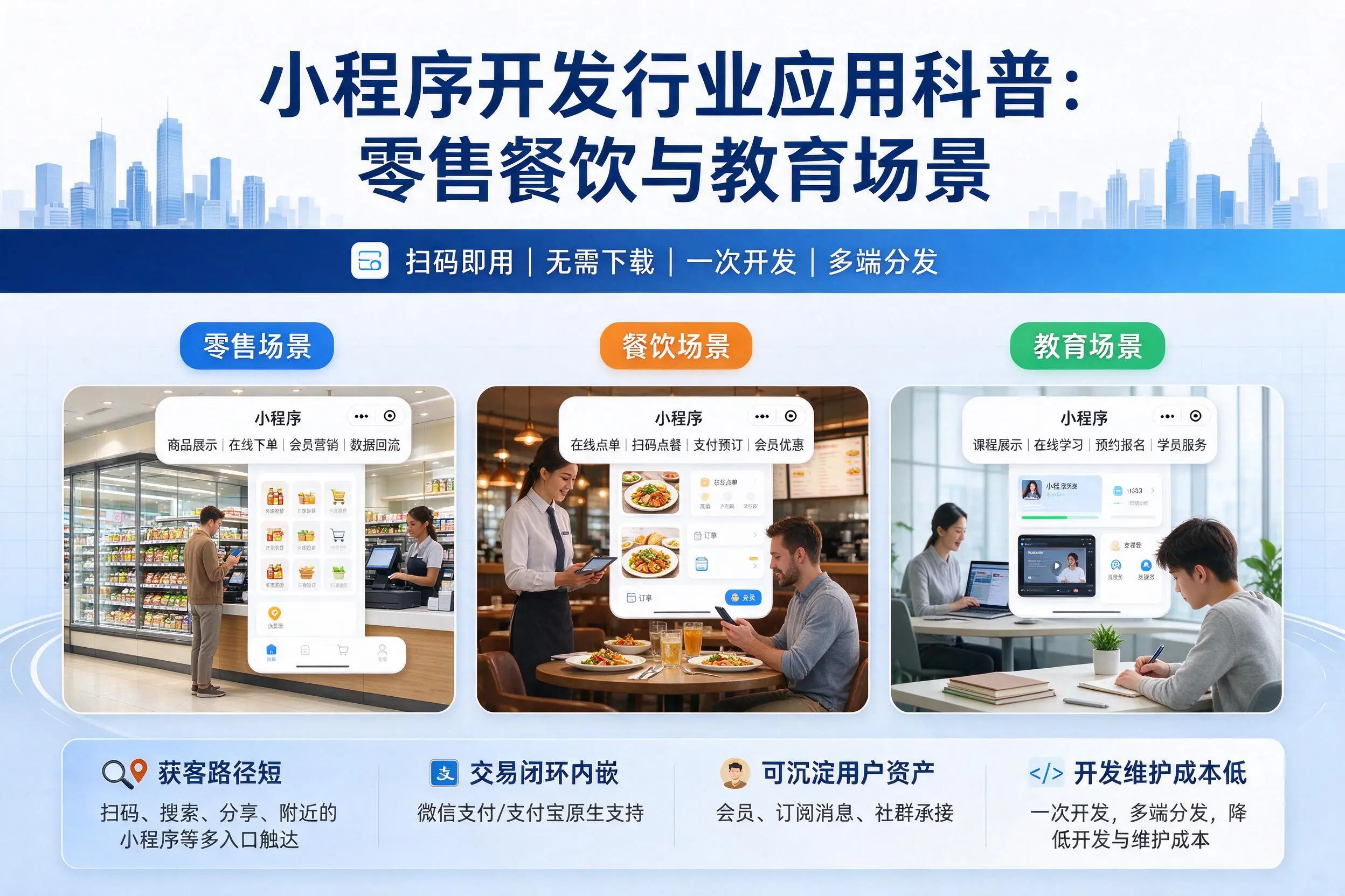 琼海小程序开发行业应用科普:零售餐饮与教育场景