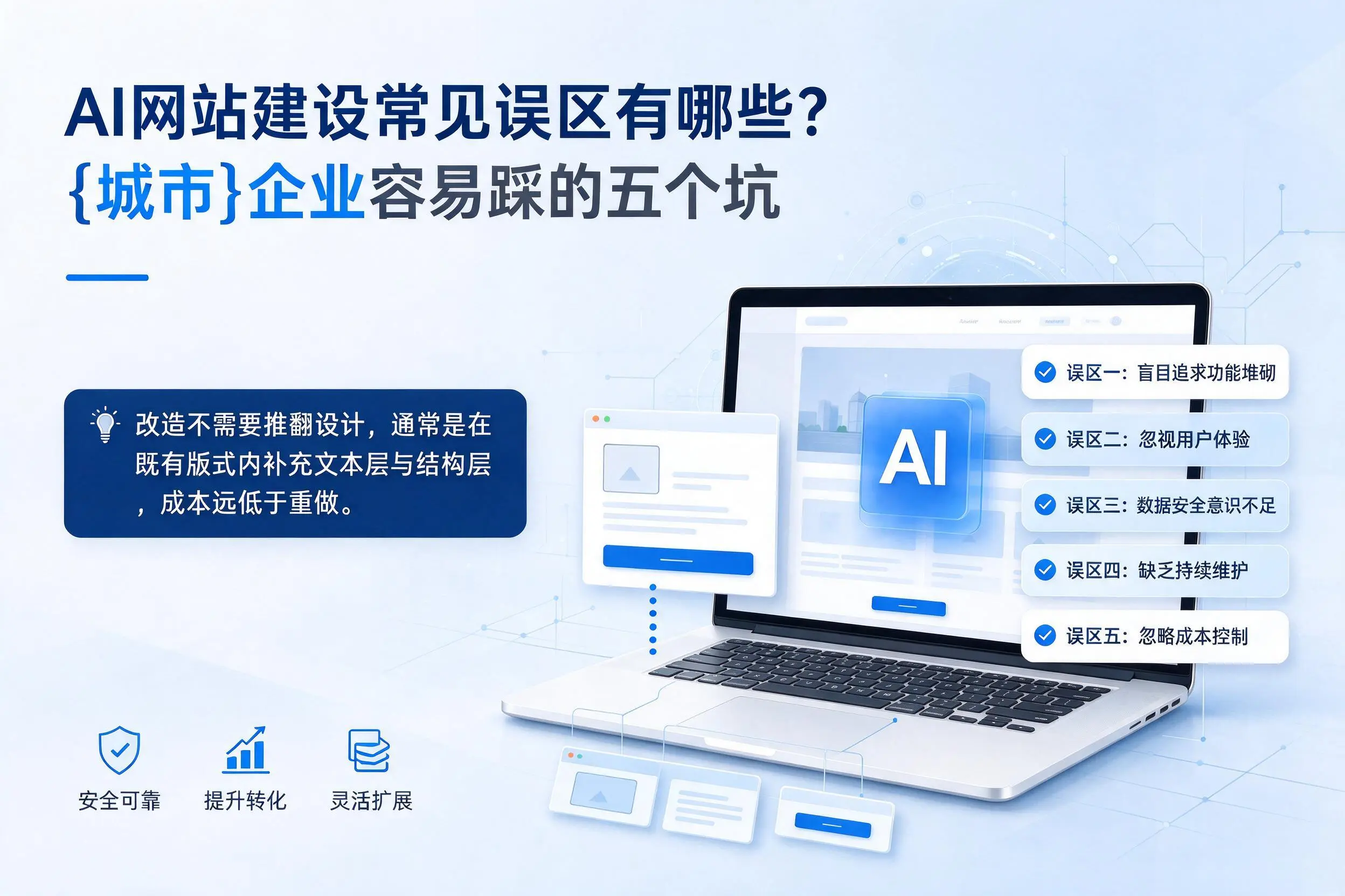 AI网站建设常见误区有哪些?琼海企业容易踩的五个坑