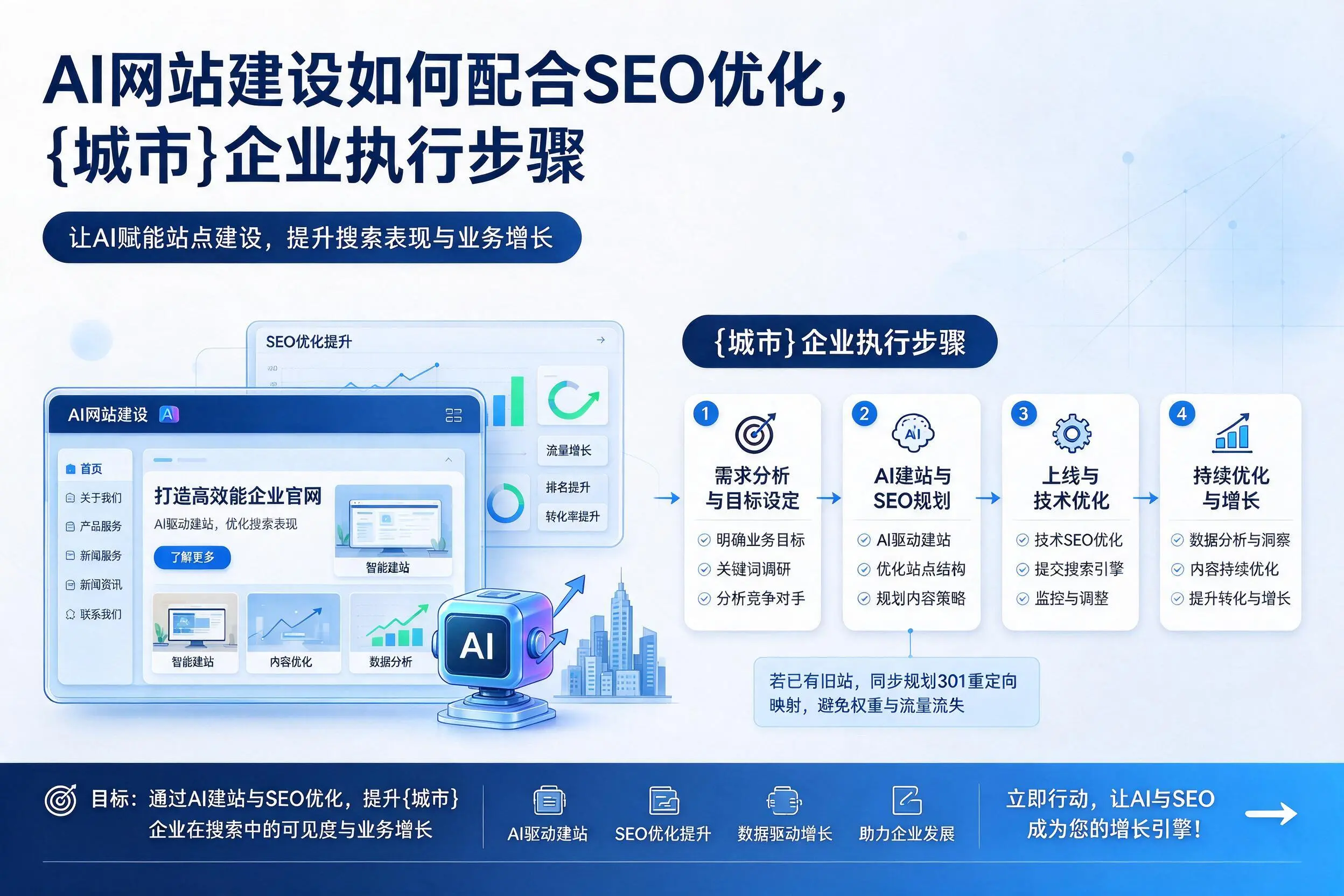 AI网站建设如何配合SEO优化，琼海企业执行步骤