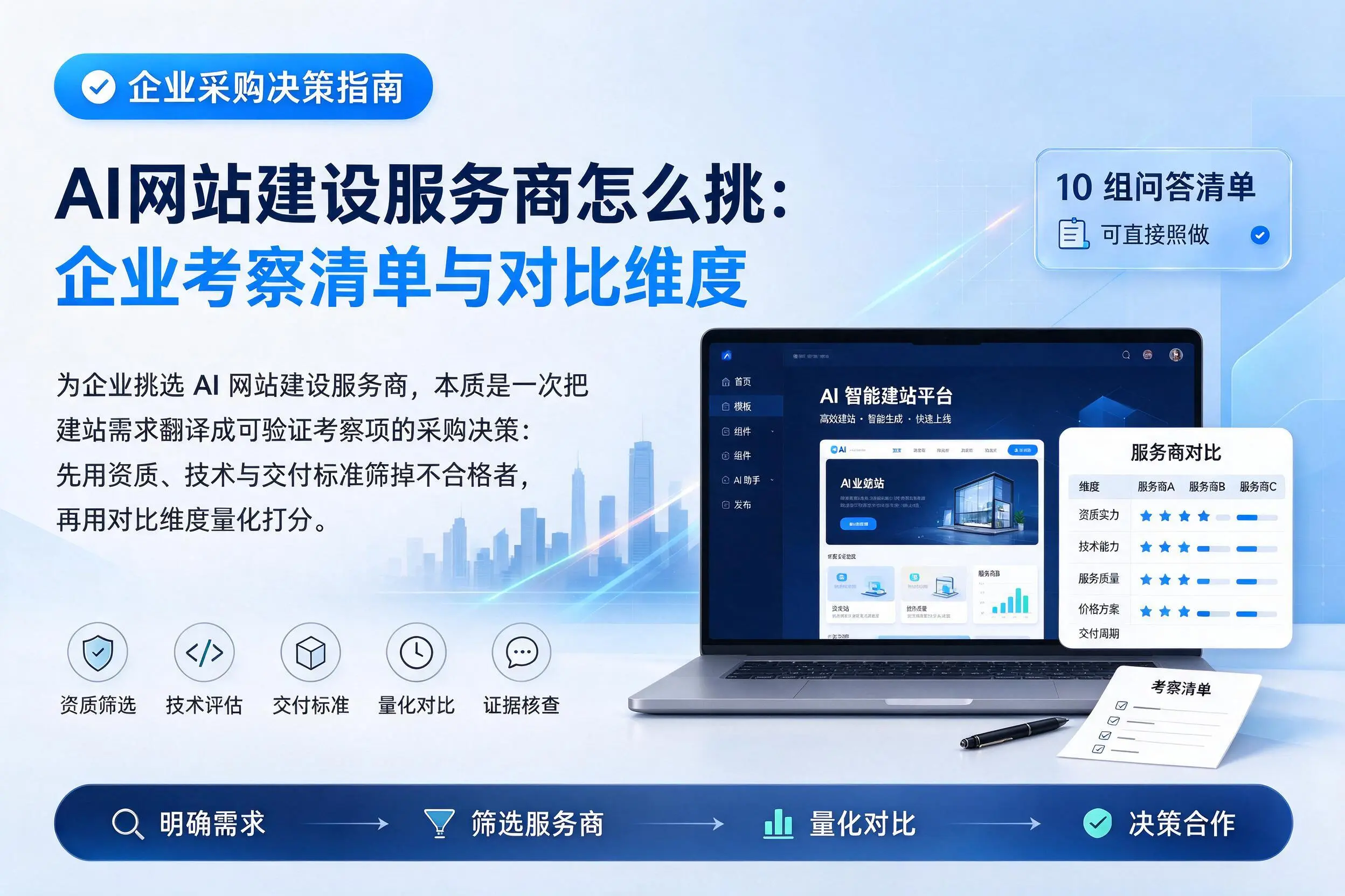 AI网站建设服务商怎么挑:琼海企业考察清单与对比维度
