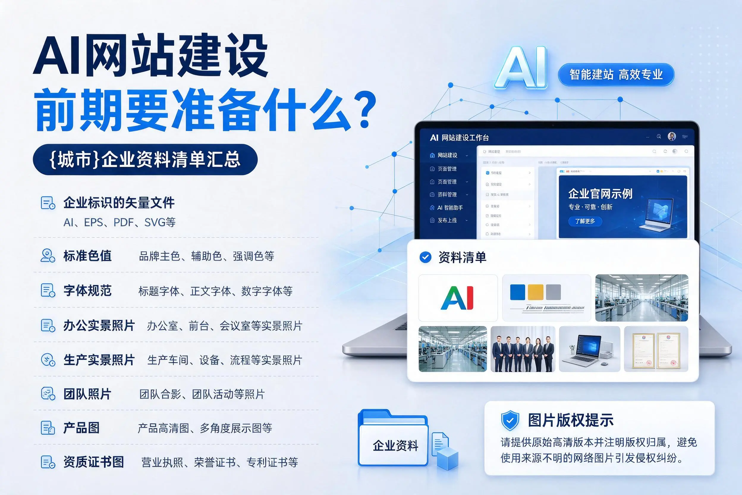AI网站建设前期要准备什么？琼海企业资料清单汇总