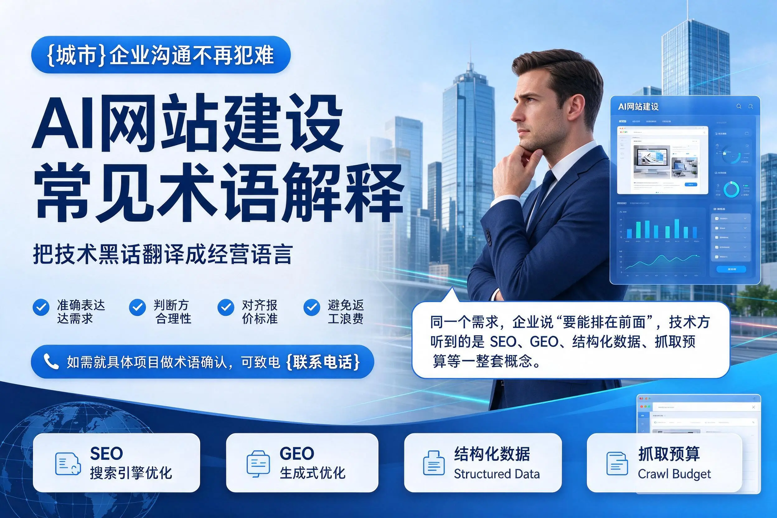 AI网站建设常见术语解释，琼海企业沟通不再犯难