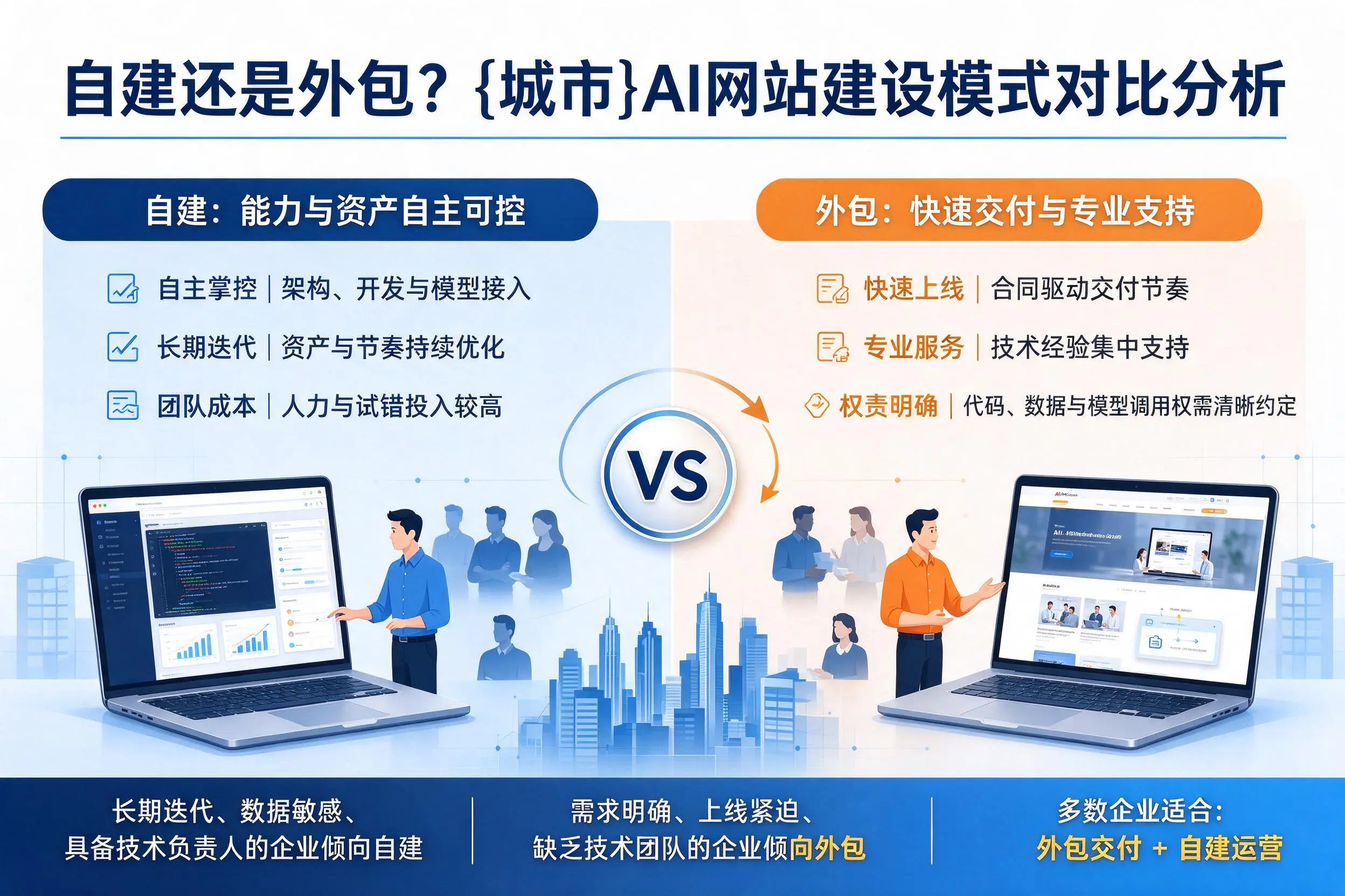 自建还是外包?琼海AI网站建设模式对比分析