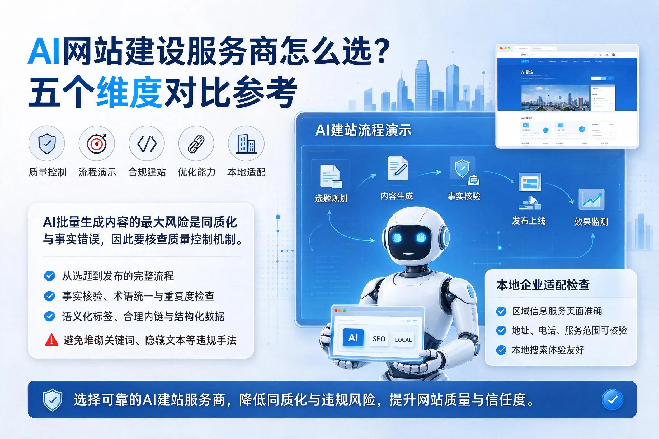 琼海AI网站建设服务商怎么选?五个维度对比参考